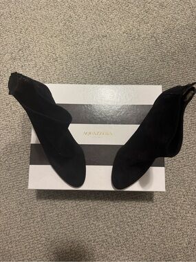 Aquazzura Black Suede Sock Booties